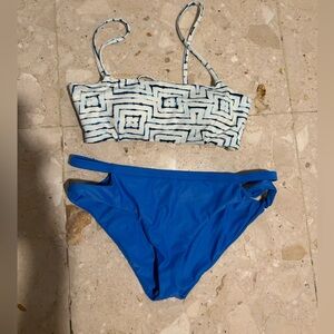 RVCA blue and white swimsuit bikini